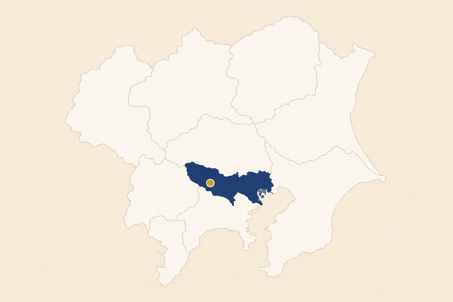 対応エリア（関東地図・武蔵野市拠点）